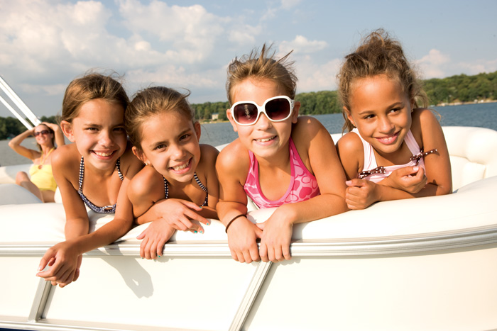Kids on a Pontoon Boat